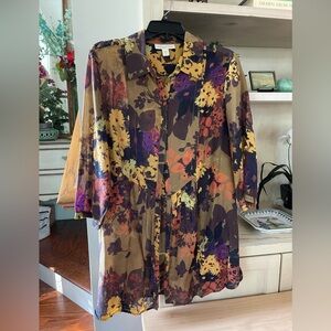 Coldwater Creek floral delicate fabric blouse size L.